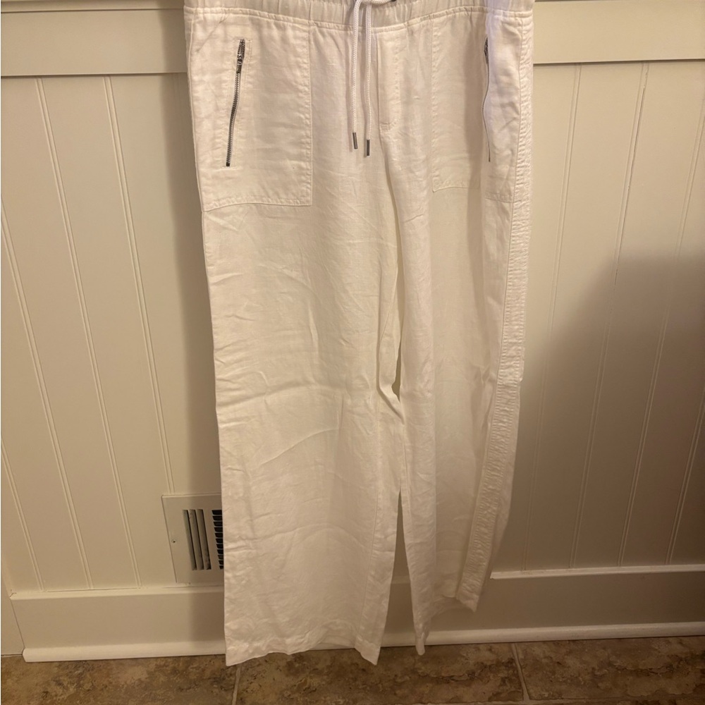 Athleta Women's Crisp Linen White Wide Leg Pants - Picture 8 of 8